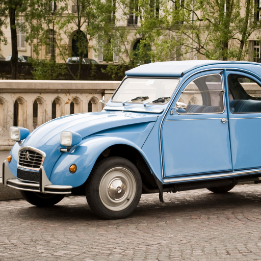 Voiture 2cv utilisé pour les activité de cohésion dans les rue de la ville